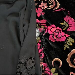 5 piece Outfit Bundle - Lasercut Dress, Floral Kimono, flowy tank, grey pants